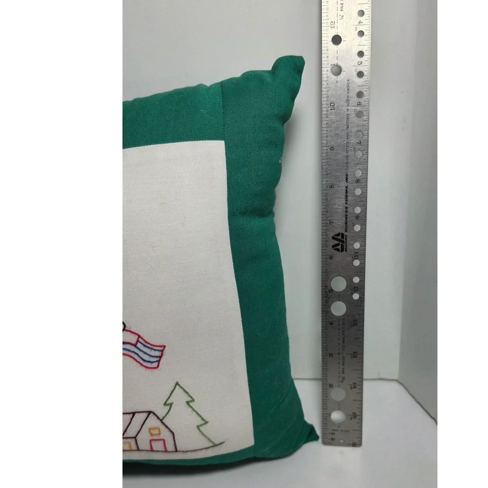 Double sided Hand Embroidered Lighthouse Nautical Throw Pillow Green 11